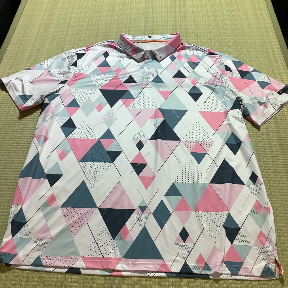 Obla Performance Golf Polo Shirt Men’s XXL White Geometric Stretch